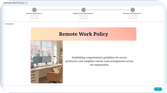 Screenshot of an example training with rich content in Team Fabric